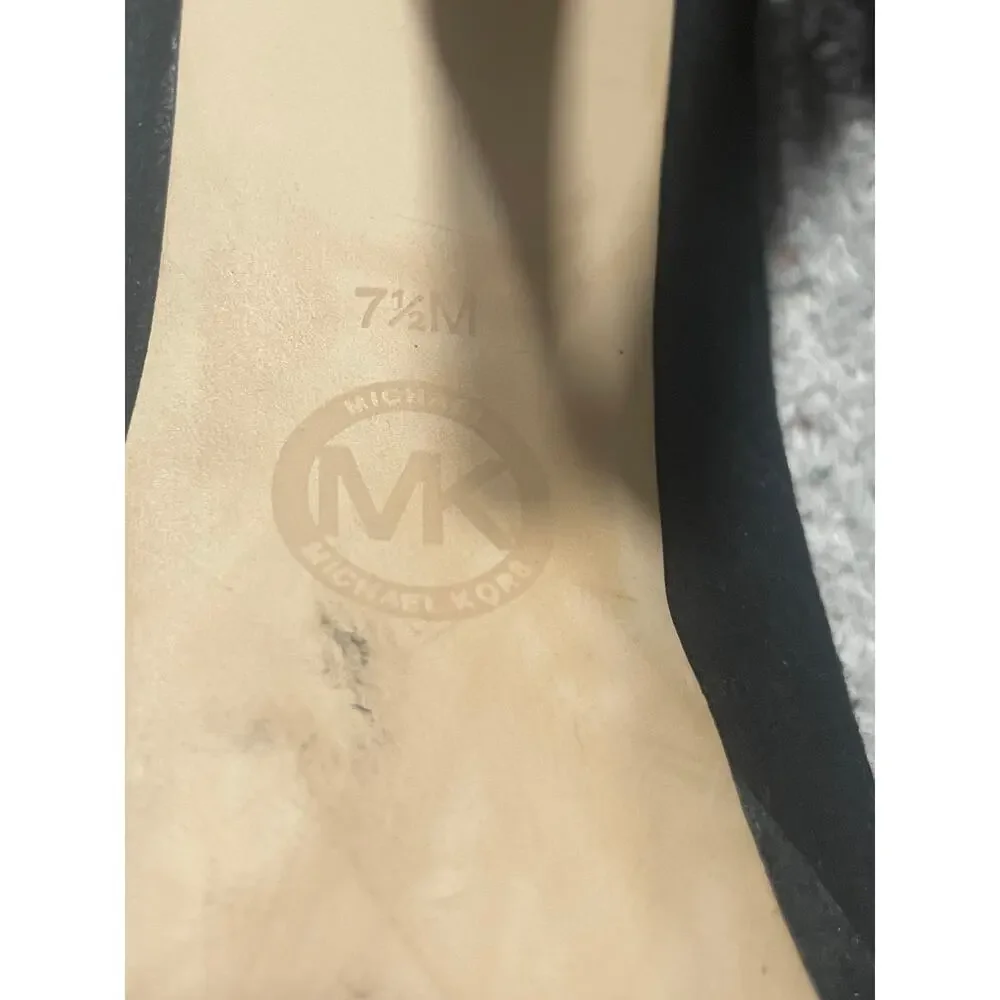 Michael Michael Kors Suede Pumps Heels Women's Size 7.5 M ST15G Leather Black